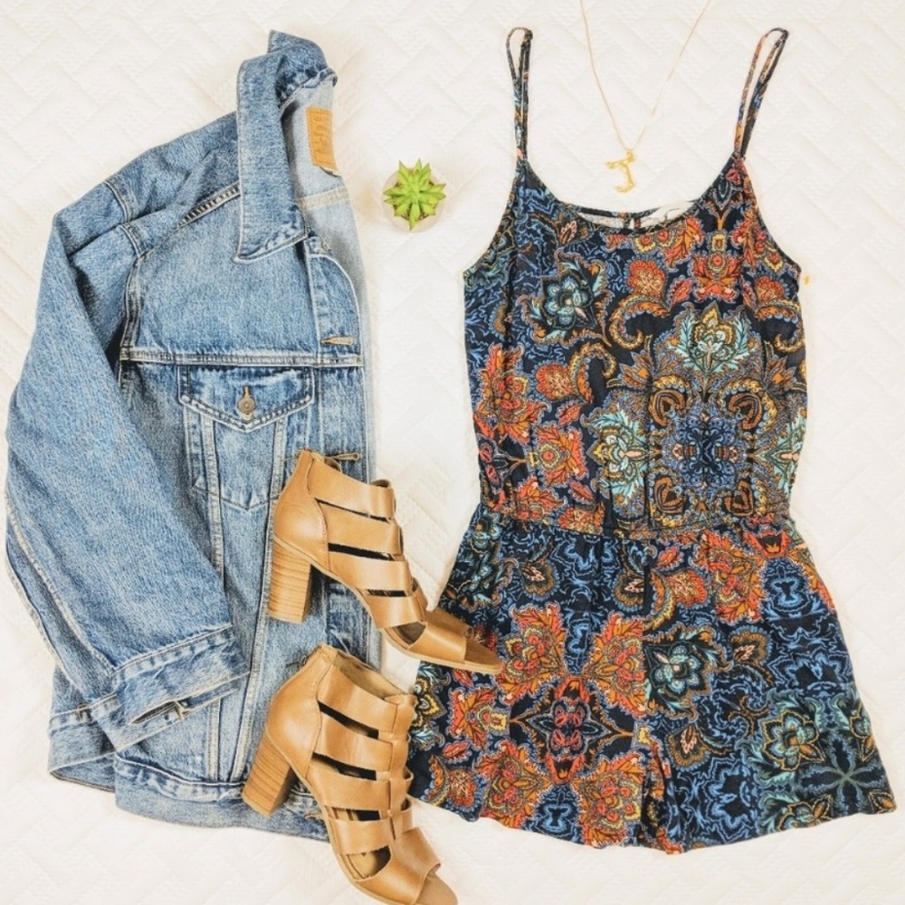 H&M Multi-Color Floral Paisley Patterned Romper